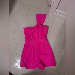 Express One Shoulder Hot Pink romper